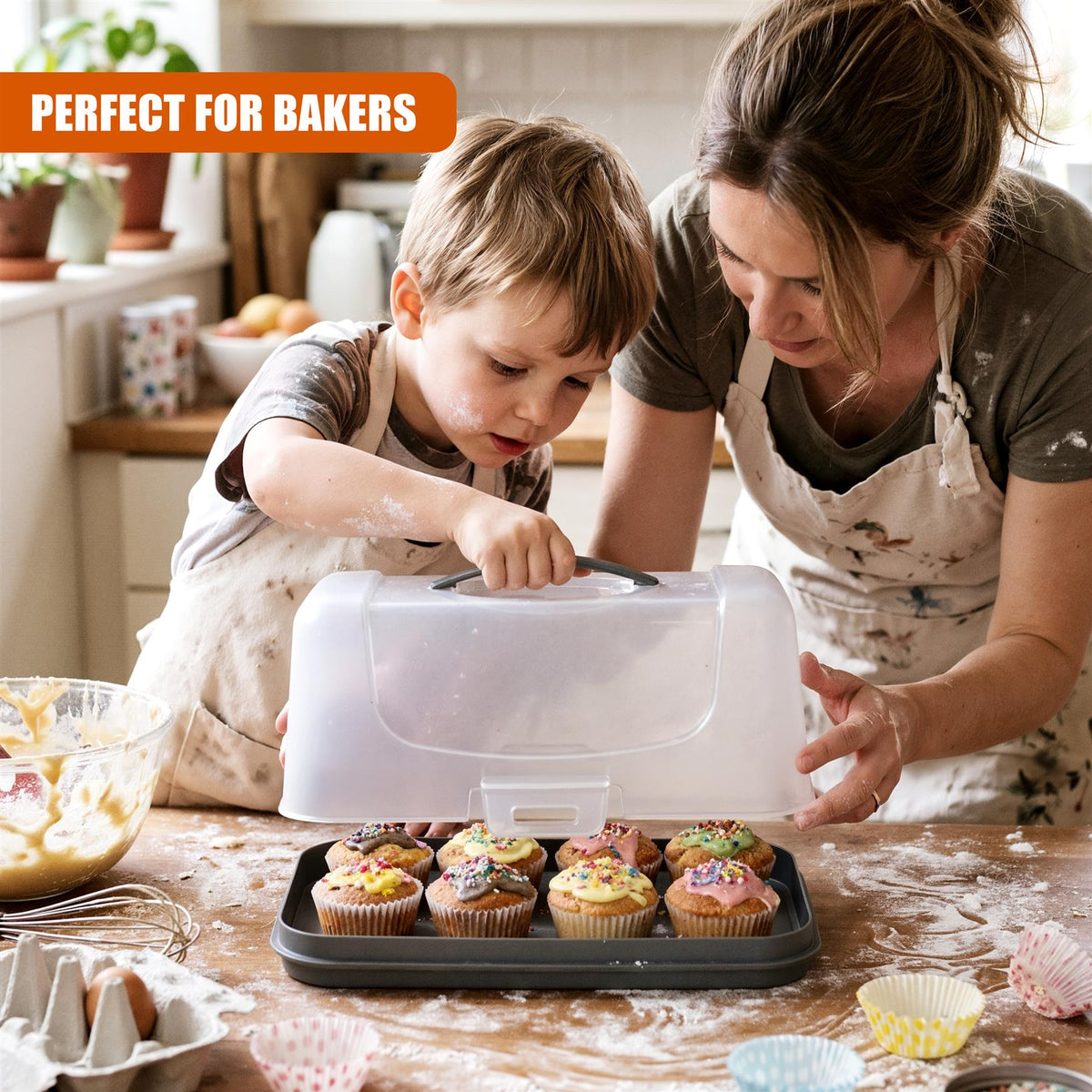 Rectangular Cake Carrier with Handle and Lid