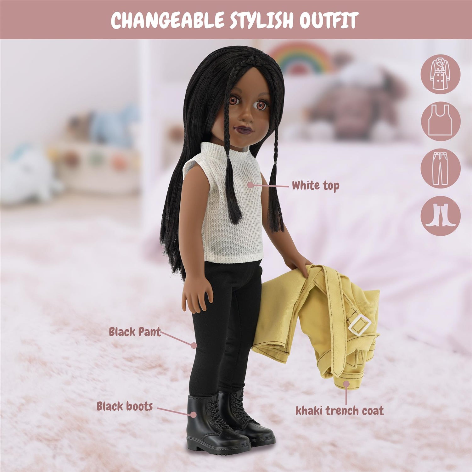 BiBi Fashion Black Doll "NAOMI" (47 cm / 18") by BiBi Doll - UKBuyZone
