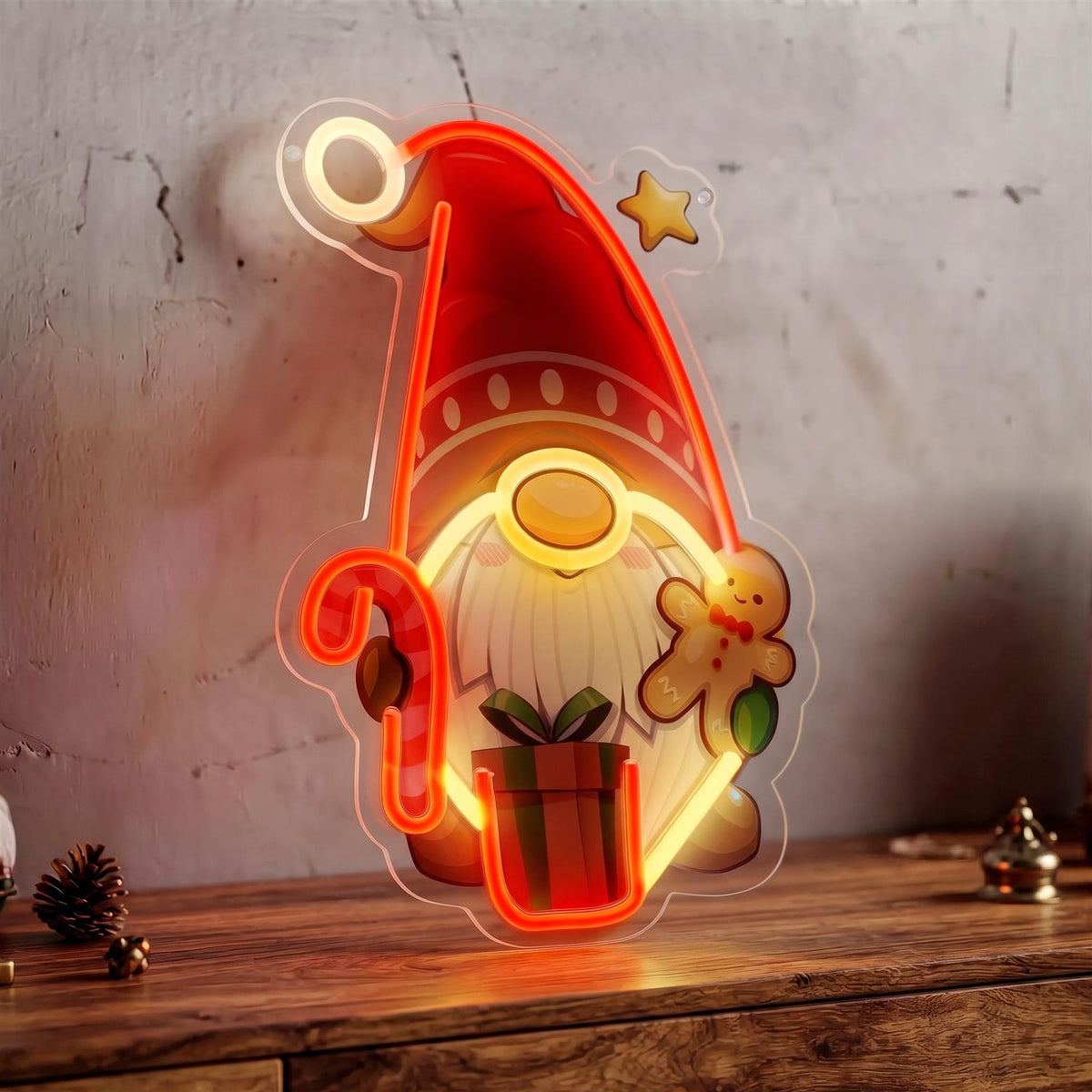 Santa Gnome Neon Sign