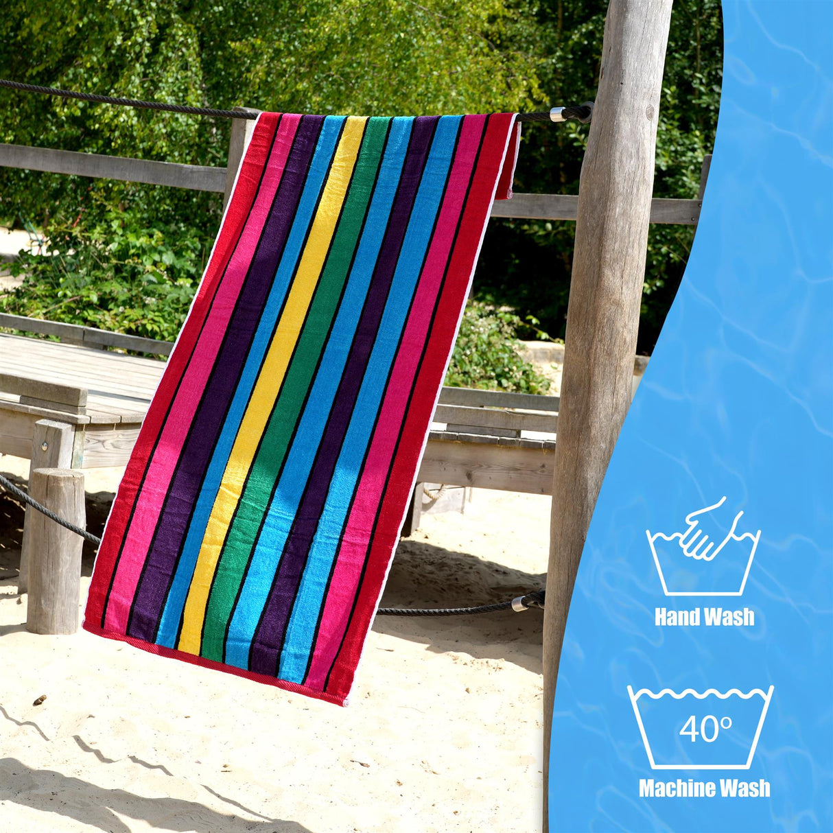 Velour Striped Beach Towel Crimson Skyline by Geezy - UKBuyZone