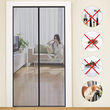 Magnetic Insect Door Screen Black by GEEZY - UKBuyZone