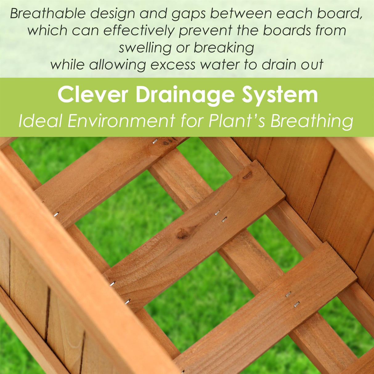 Wooden Large Rectangular Planters 2 Pack by GEEZY - UKBuyZone