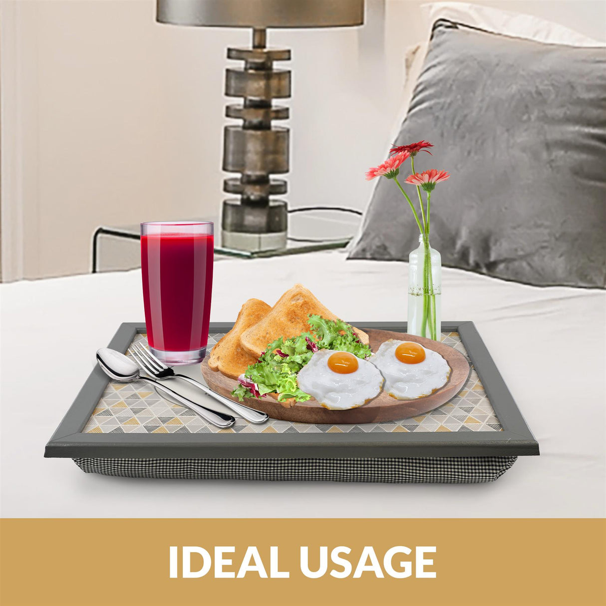 Smile and Be Happy Lap Tray With Bean Bag Cushion by Geezy - UKBuyZone