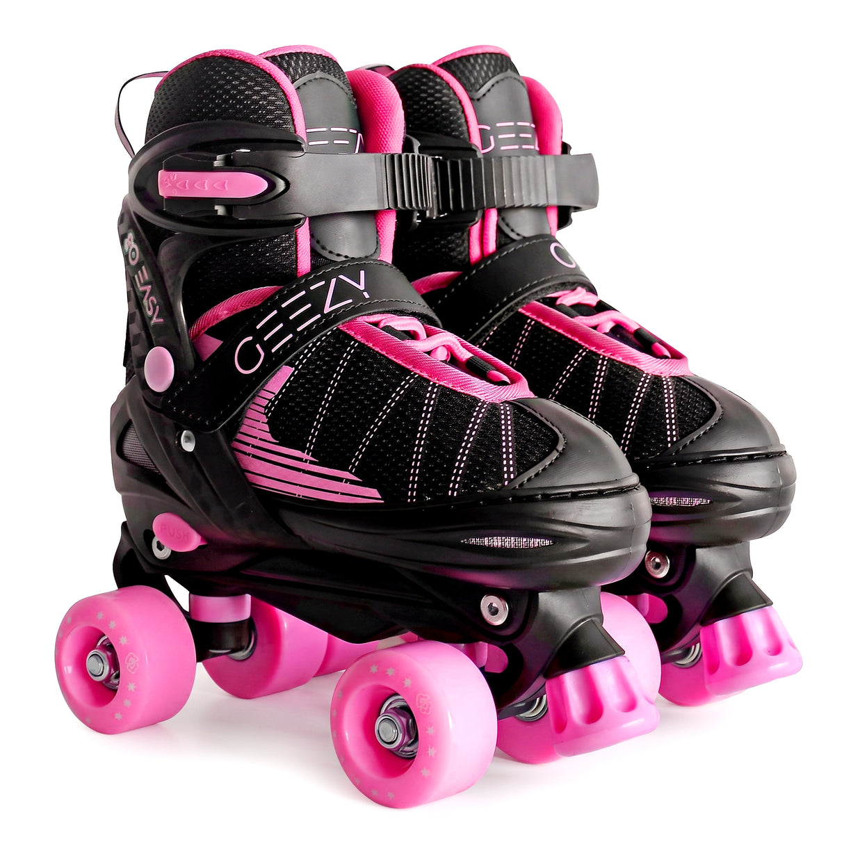Black & Pink Kids Adjustable Roller Skates