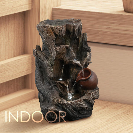 Tree Log Water Feature Outdoor With LED by GEEZY - UKBuyZone