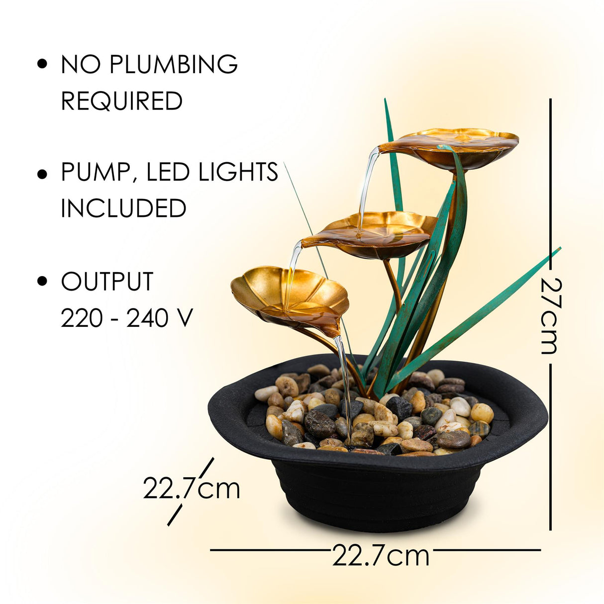 Lotus Water Feature Indoor With LED by GEEZY - UKBuyZone