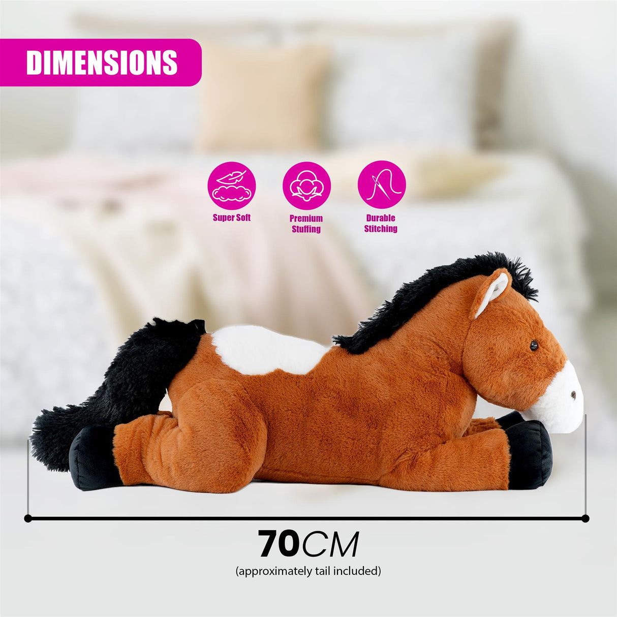 25" Brown Horse Soft Toy