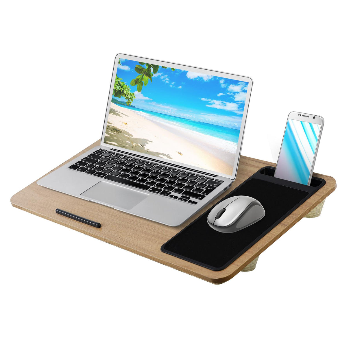 Lap Desk Laptop Table With Phone Slot Mouse Pad by GEEZY - UKBuyZone