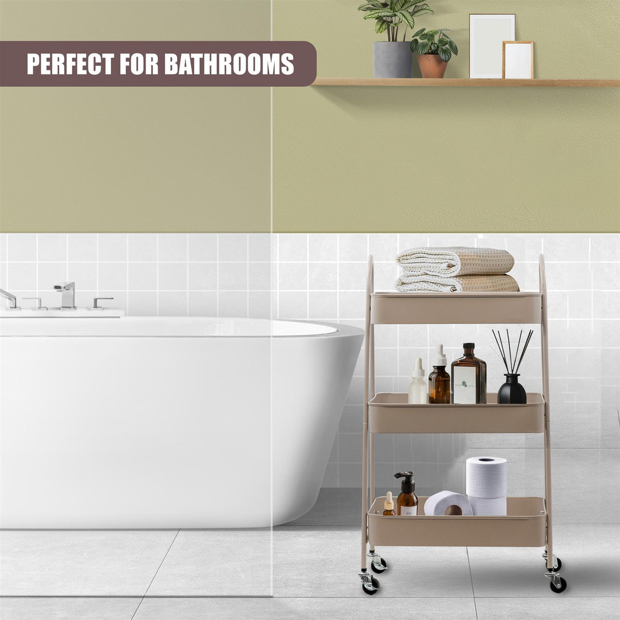 3 Tier Storage Trolley on Wheels by GEEZY - UKBuyZone