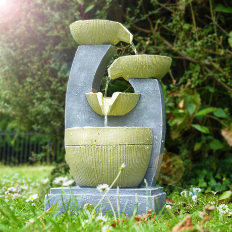 4 Tier Bowls Water Feature Outdoor With LED by GEEZY - UKBuyZone