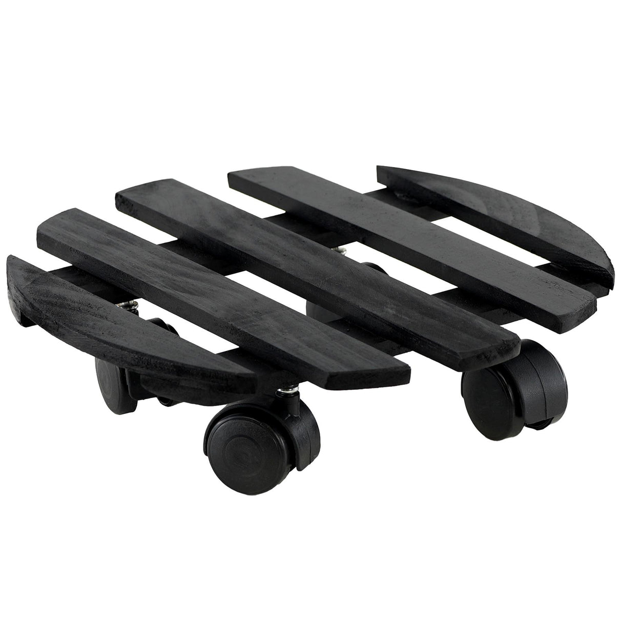 Wooden Round Plant Trolley with Wheels by GEEZY - UKBuyZone