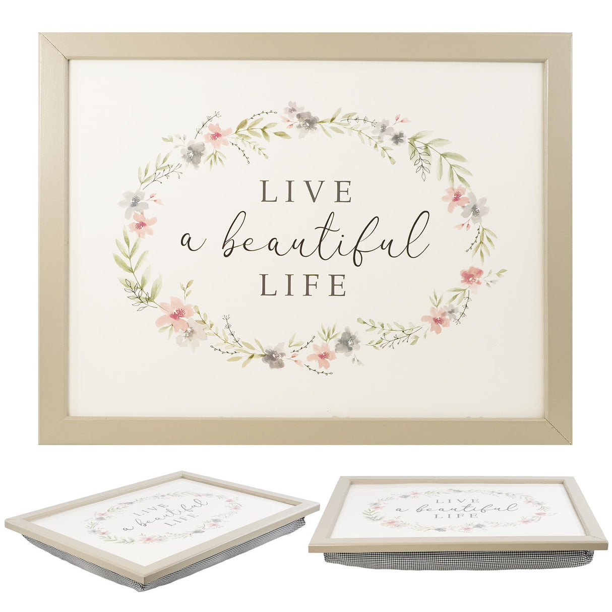 Live a Beautiful Life Lap Tray With Bean Bag Cushion by GEEZY - UKBuyZone
