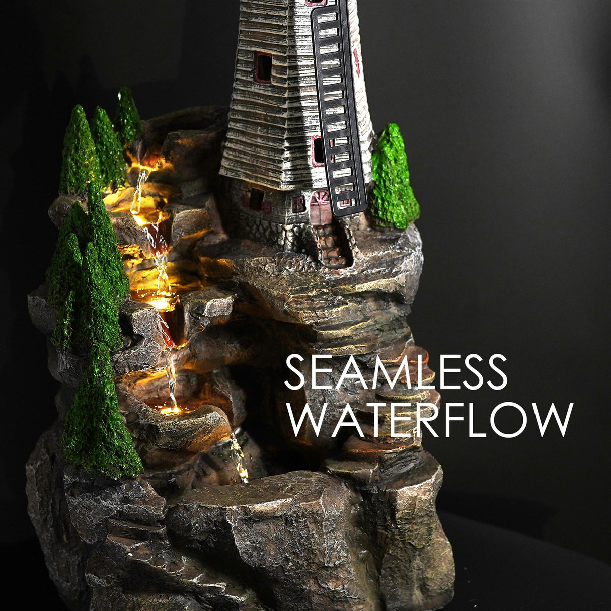 Windmill Water Feature Outdoor With LED by GEEZY - UKBuyZone