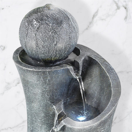 Ball on Top Water Feature Outdoor With LED by GEEZY - UKBuyZone