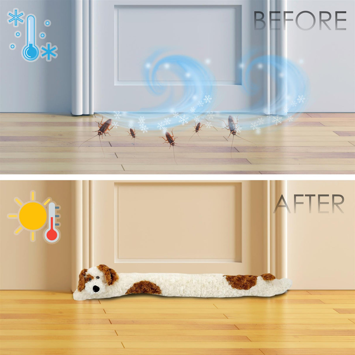 Novelty Cream Dog Draught Excluder for Doors by GEEZY - UKBuyZone