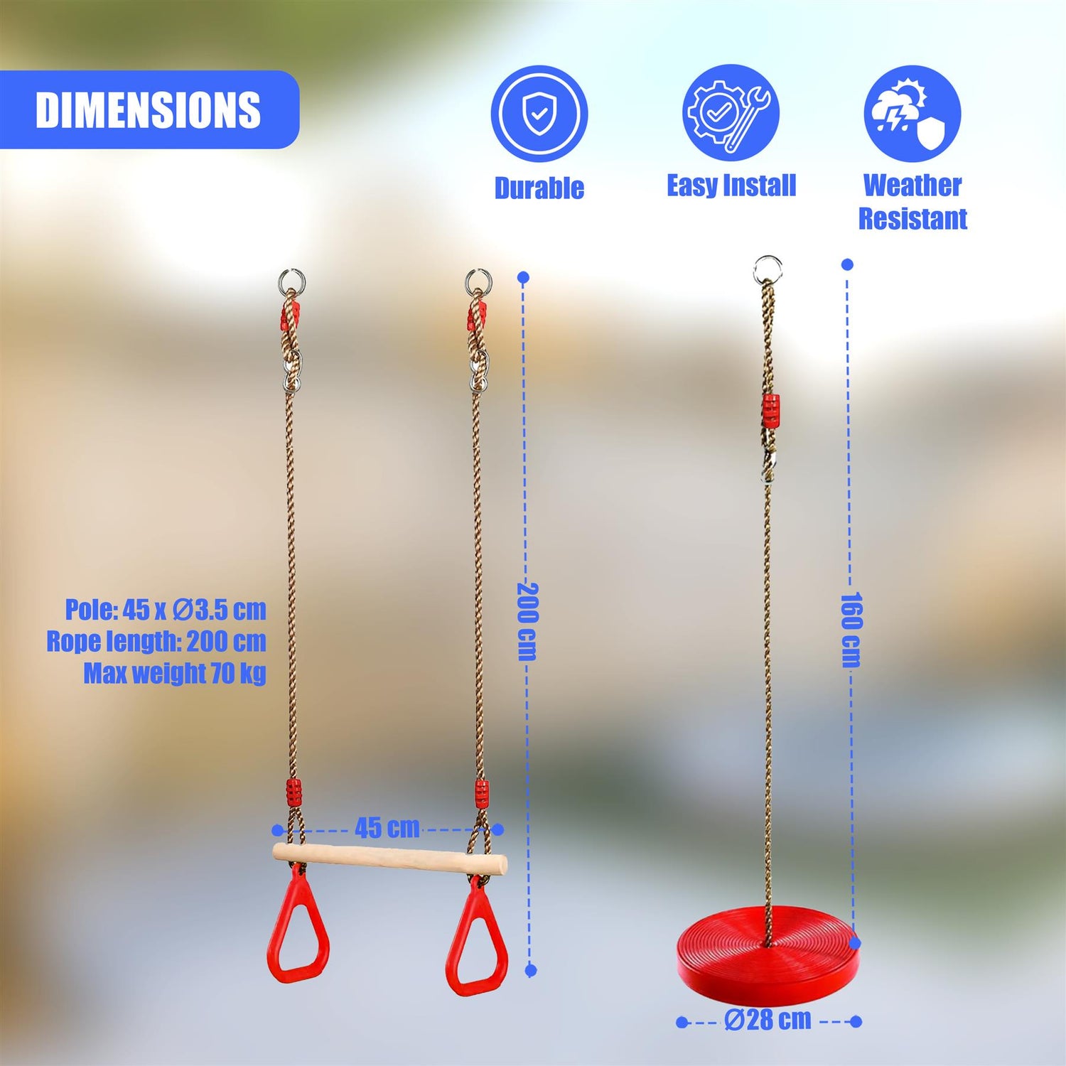 Trapeze Swing & Plate Seat by The Magic Toy Shop - UKBuyZone