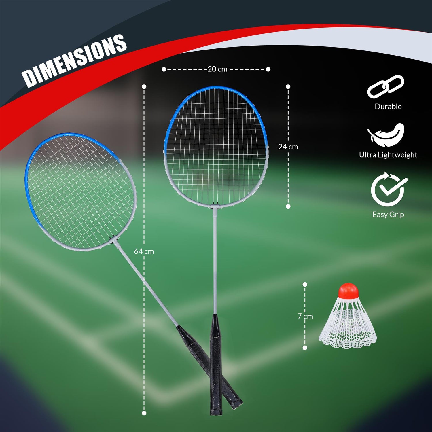 3 Piece Multicoloured Badminton Racquet Set by The Magic Toy Shop - UKBuyZone