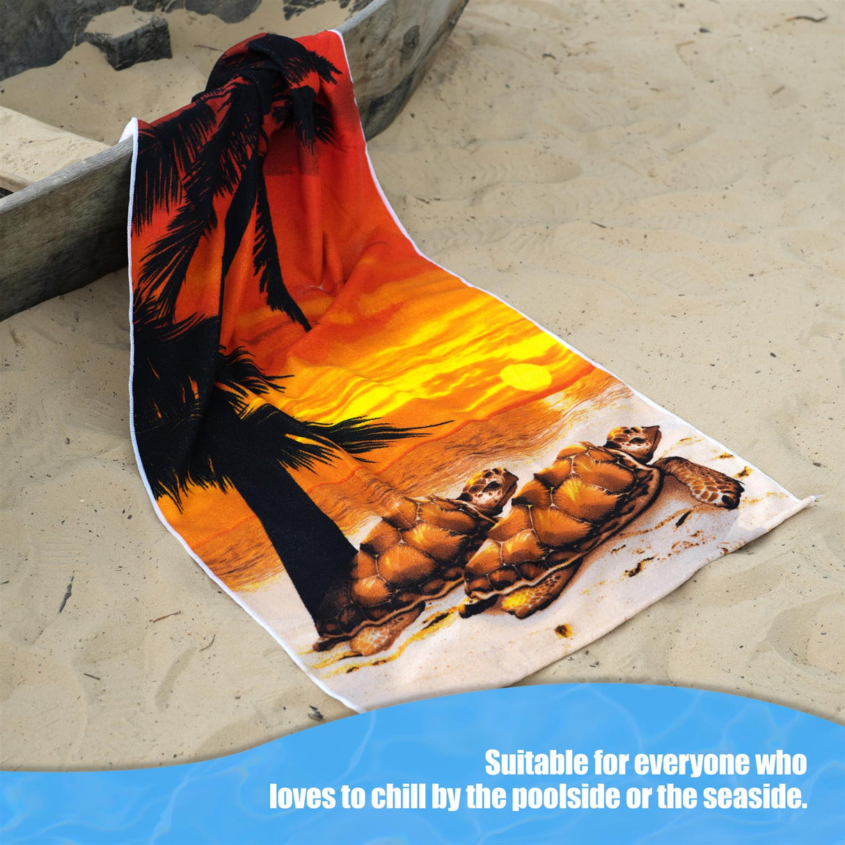 Sunset Tortoise Design Large Towel by Geezy - UKBuyZone