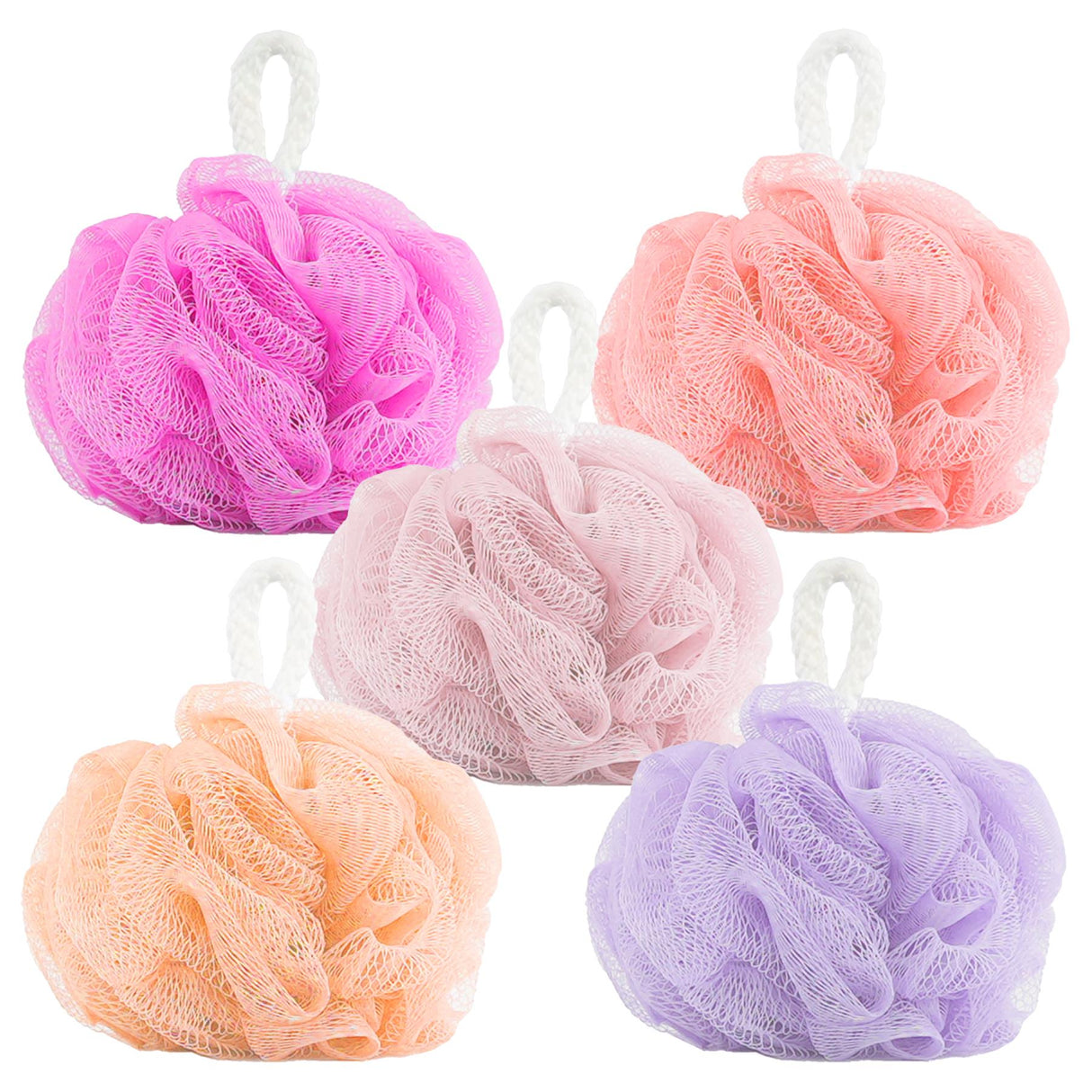 Body Loofah Set of 5 with Mesh Storage Bag by GEEZY - UKBuyZone