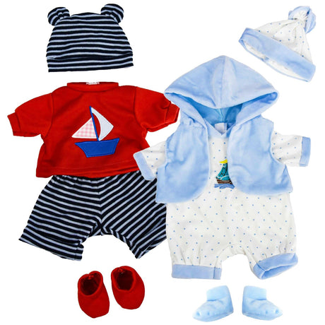 BiBi Outfits - Set of Two Clothes (Stripy Red & Blue) (45 cm / 18") by BiBi Doll - UKBuyZone