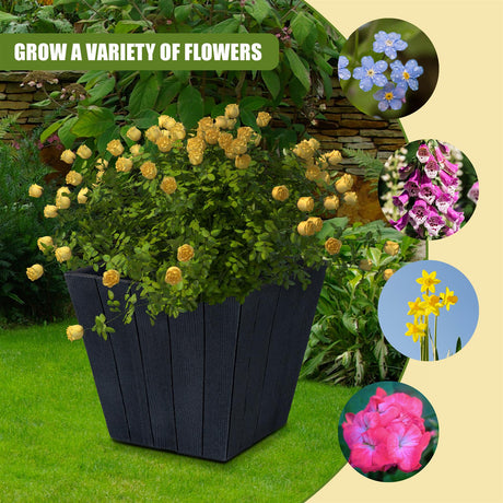 Large Flower Pot - Wooden Pattern by GEEZY - UKBuyZone