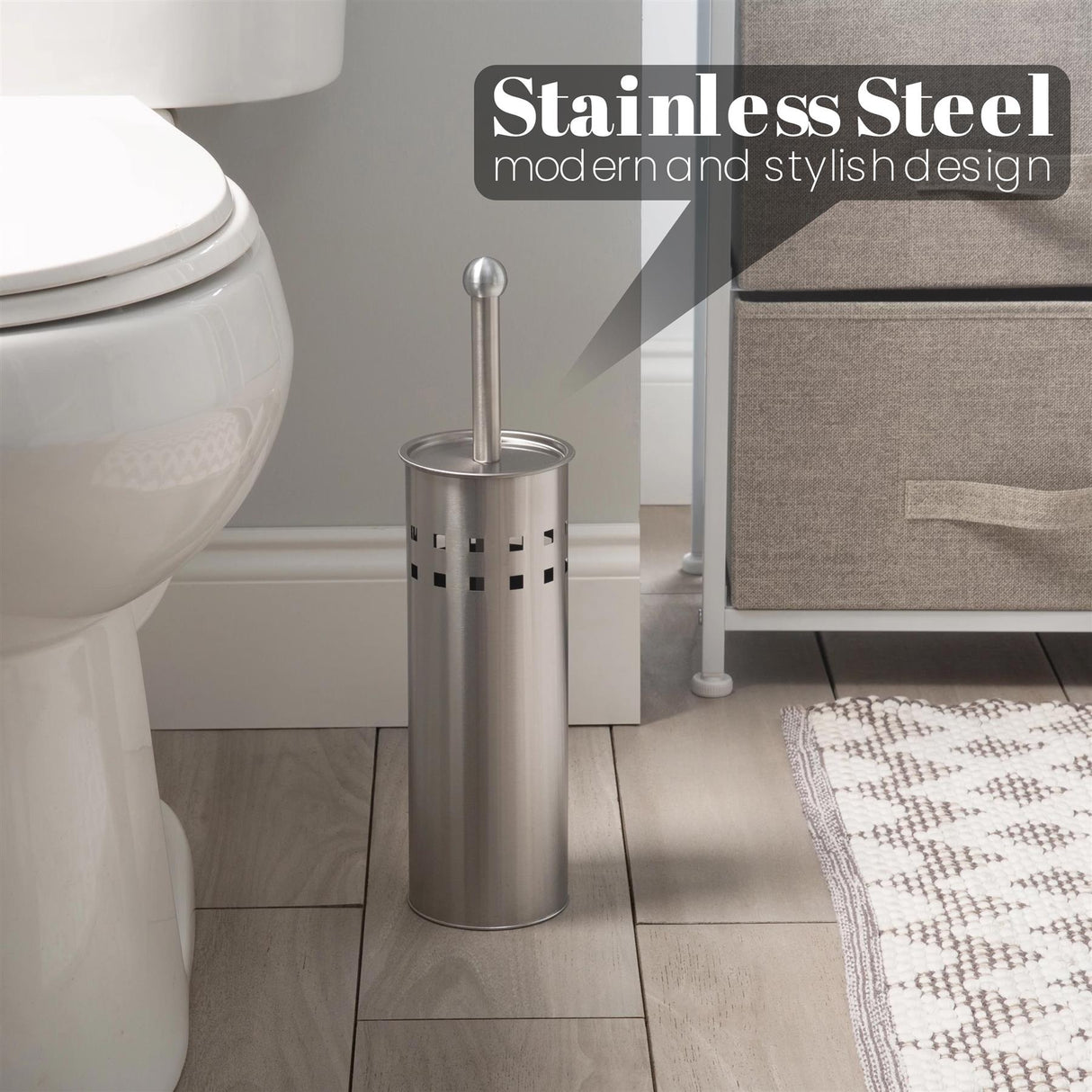 Stainless Steel Toilet Brush & Holder by GEEZY - UKBuyZone