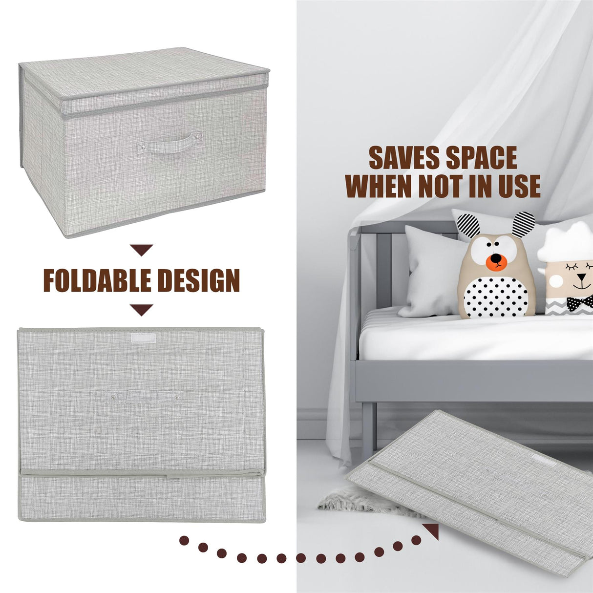 Linen Grey Large Storage Box by The Magic Toy Shop - UKBuyZone