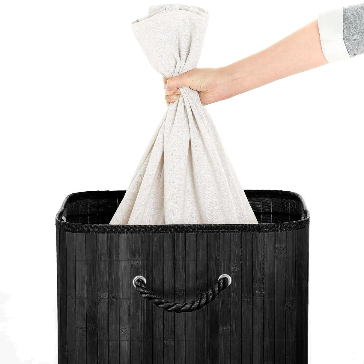 Rectangular Bamboo Basket Black by GEEZY - UKBuyZone