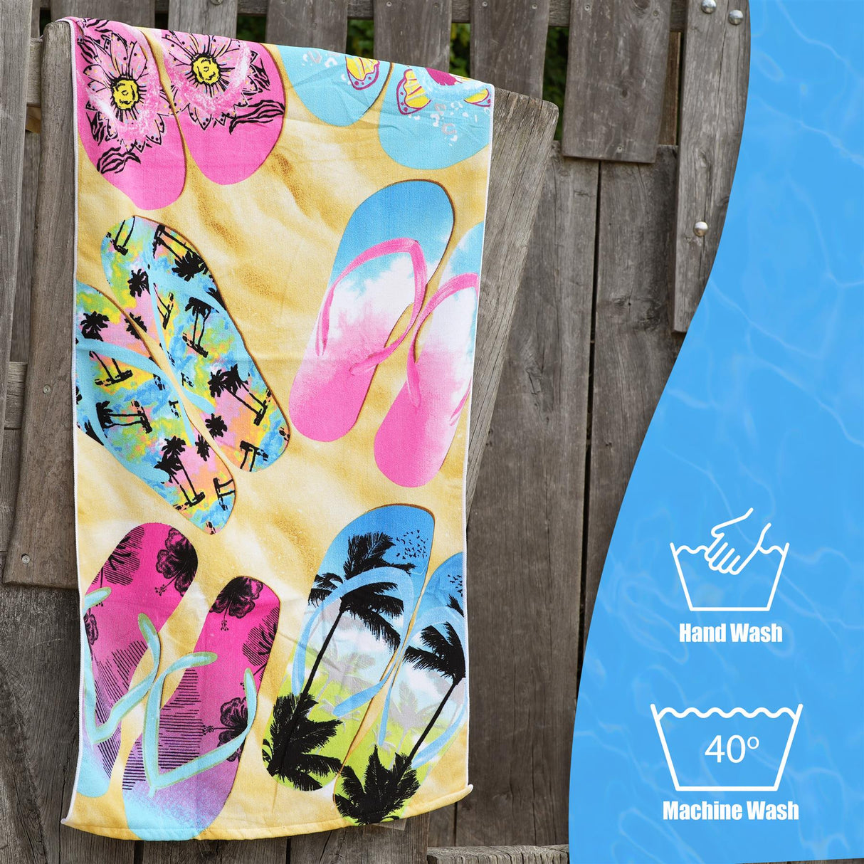 Beach Bath Towel Flip Flop Design Microfibre Towel by GEEZY - UKBuyZone