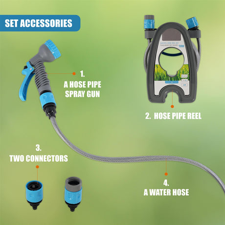 Garden Hose Reel Set - 5 Pcs by GEEZY - UKBuyZone