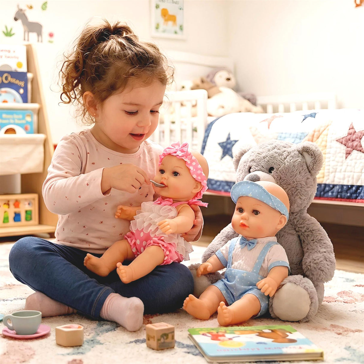 BiBi Anatomically Correct 14" Twin Dolls "Lucy & Lou"