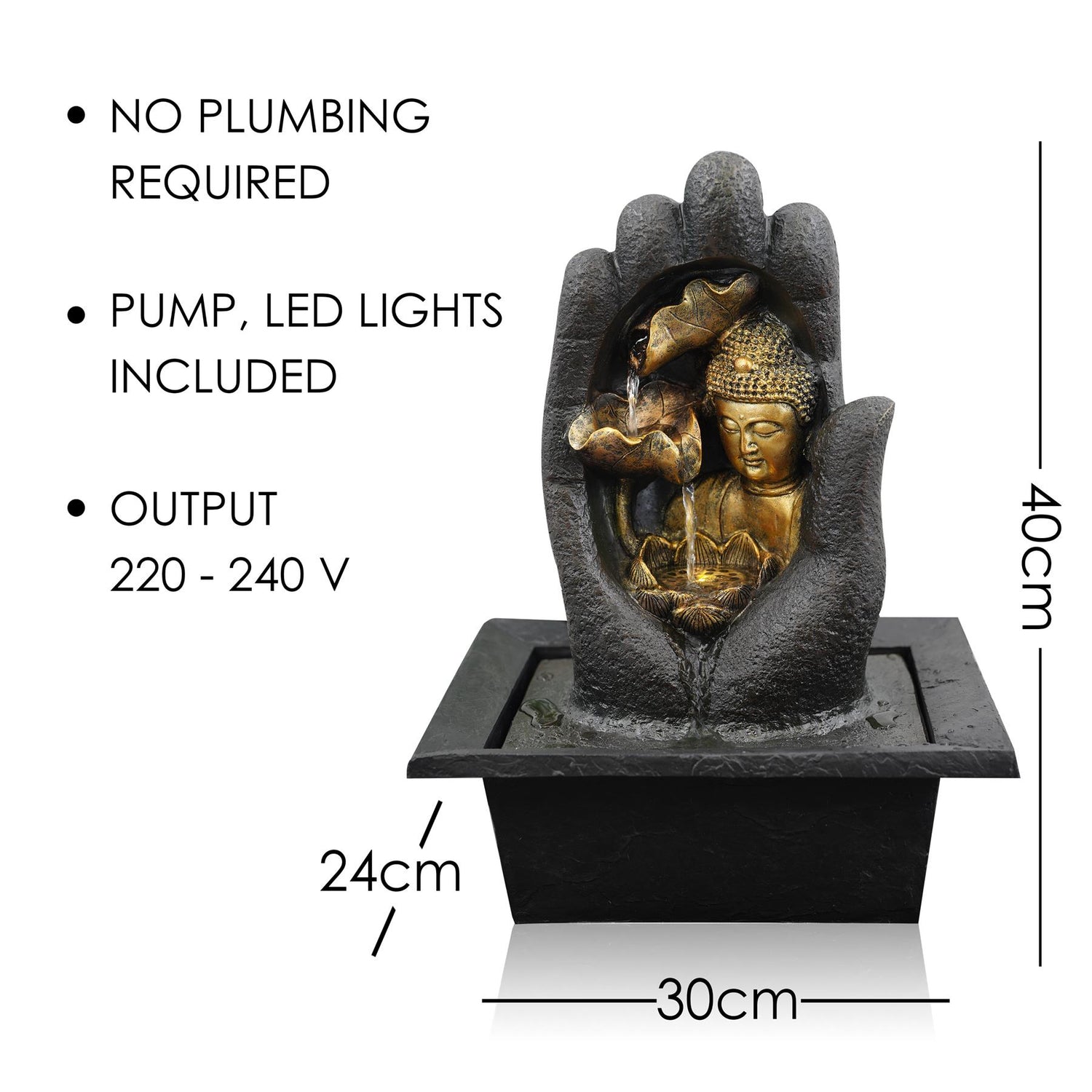 Hand Buddha Water Feature Indoor With LED by GEEZY - UKBuyZone