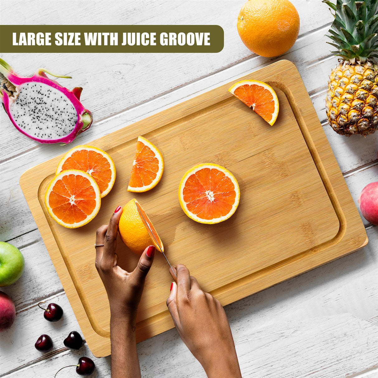 Large Bamboo Chopping Board 37x25cm by GEEZY - UKBuyZone