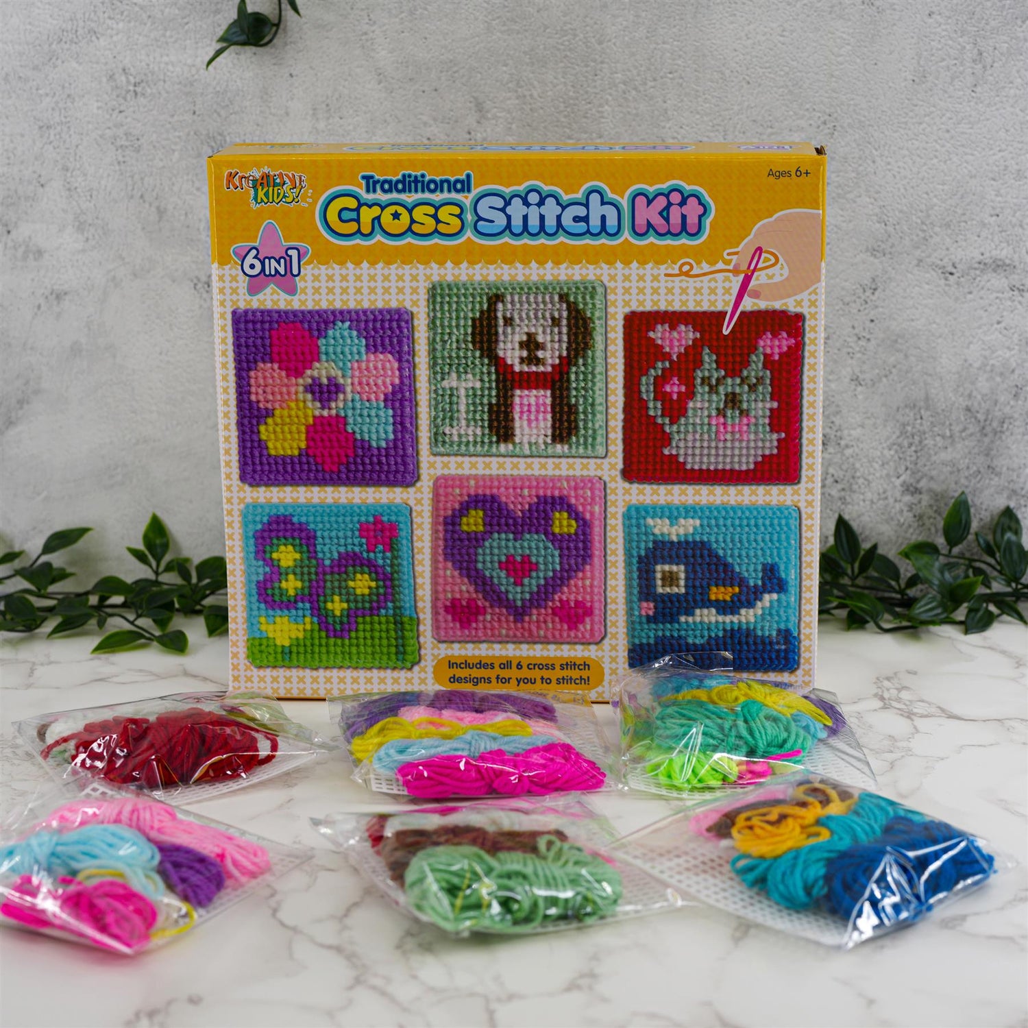 6 in 1 Traditional Cross Stitch Kit for Kids by The Magic Toy Shop - UKBuyZone