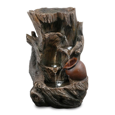 Tree Log Water Feature Outdoor With LED by GEEZY - UKBuyZone