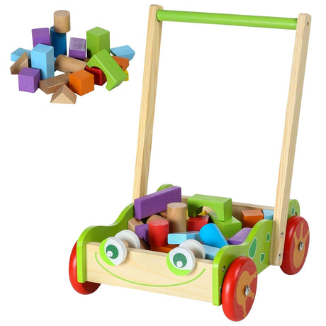 Baby Wooden Walker and Building Bricks Set by The Magic Toy Shop - UKBuyZone