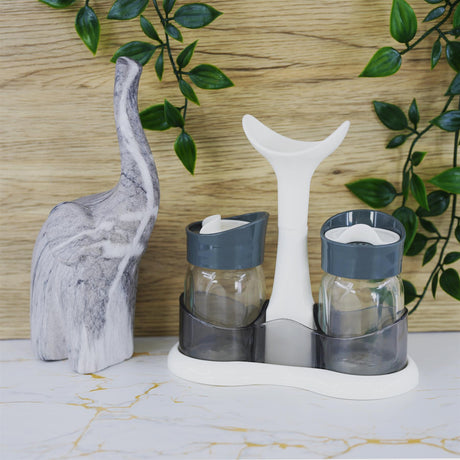 Salt and Pepper Shaker Set / Salt and Pepper Pots With Holder by GEEZY - UKBuyZone