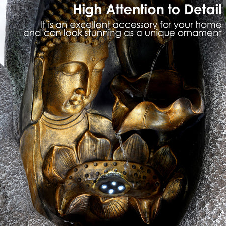 Hand Buddha Water Feature Outdoor With LED by GEEZY - UKBuyZone