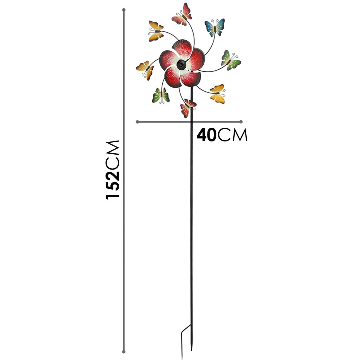 Large Freestanding Metal Garden Windmill - Butterflies Design by GEEZY - UKBuyZone