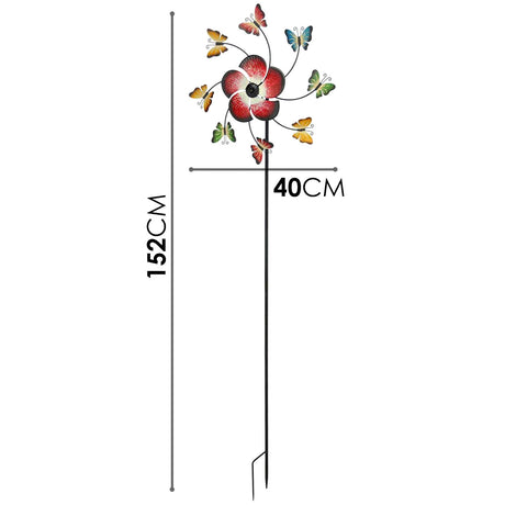 Large Freestanding Metal Garden Windmill - Butterflies Design by GEEZY - UKBuyZone