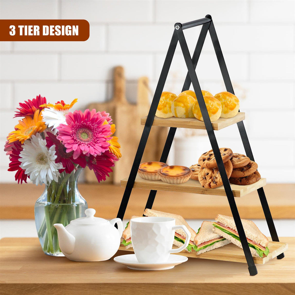3 Tier Bamboo Serving Stand by GEEZY - UKBuyZone