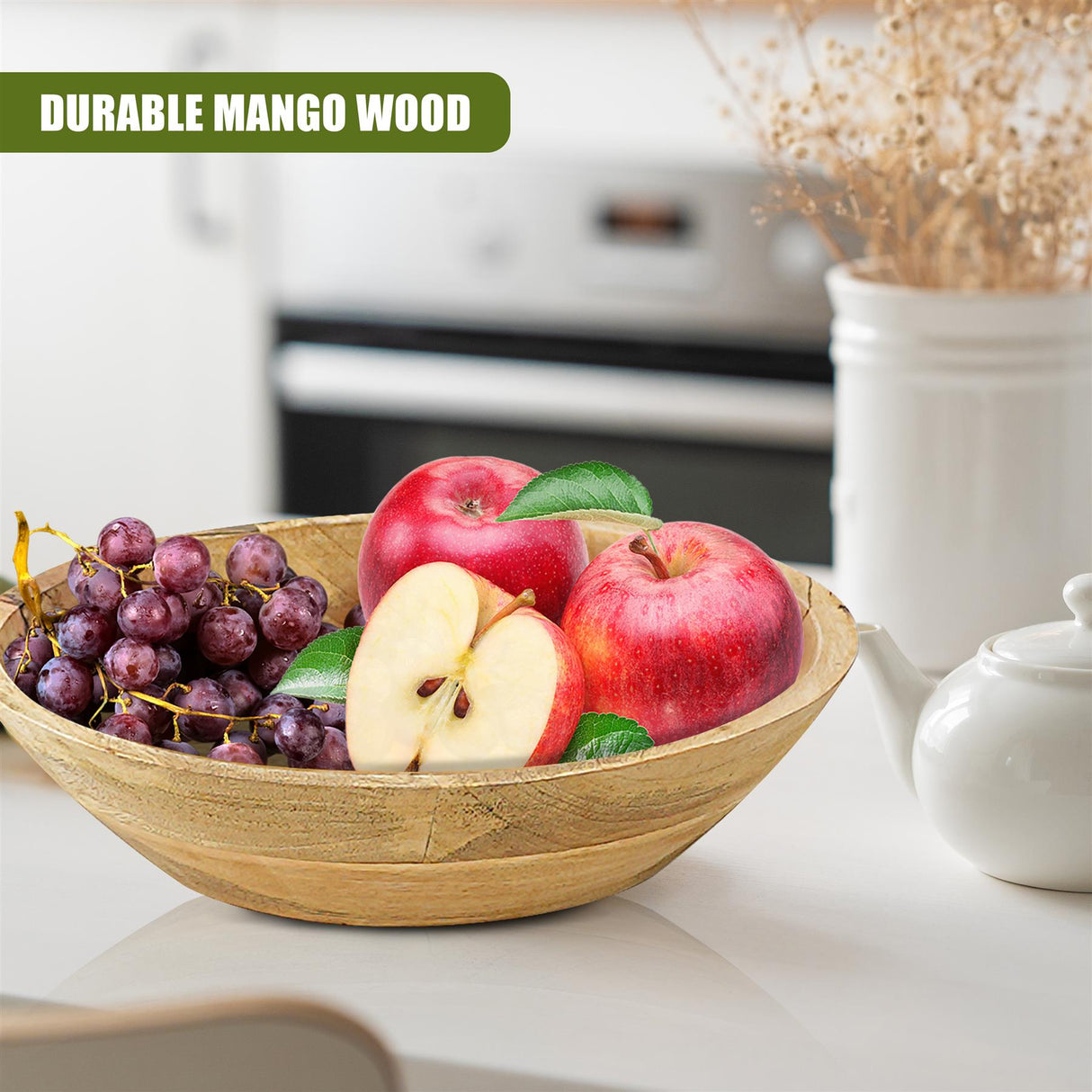 Wooden Mango Bowl 29cm by GEEZY - UKBuyZone