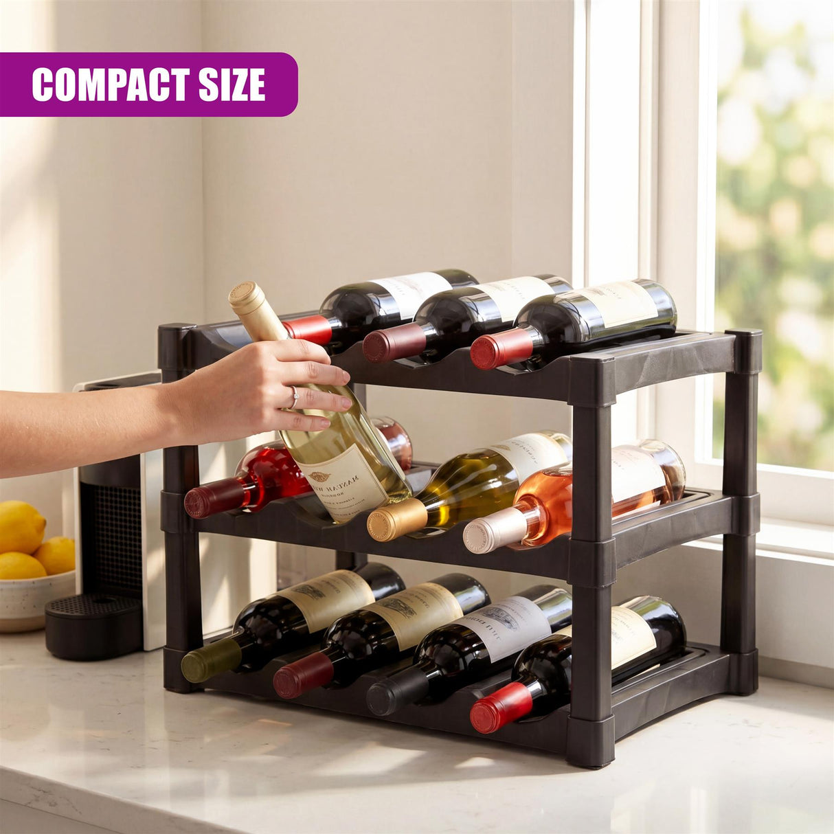3 Tier Stackable 12 Bottle Wine Storage Rack