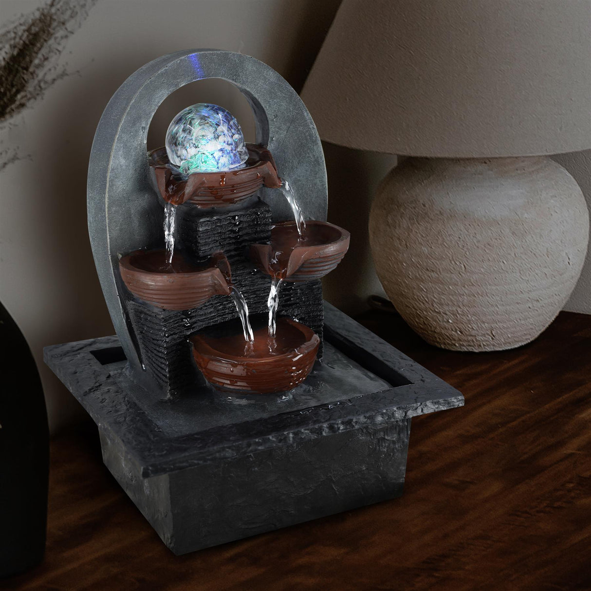 Cascading Water Feature Indoor With LED by GEEZY - UKBuyZone