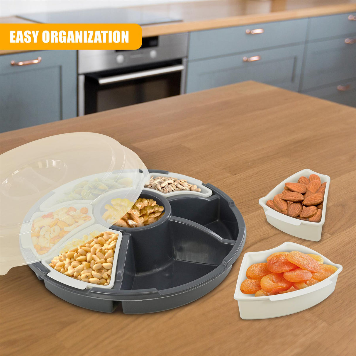 Round Snack Tray with Lid by GEEZY - UKBuyZone