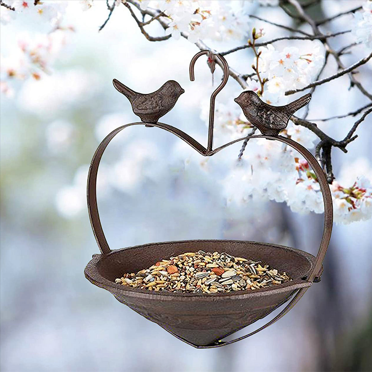 Rustic Cast Iron Hanging Bird Feeder by GEEZY - UKBuyZone