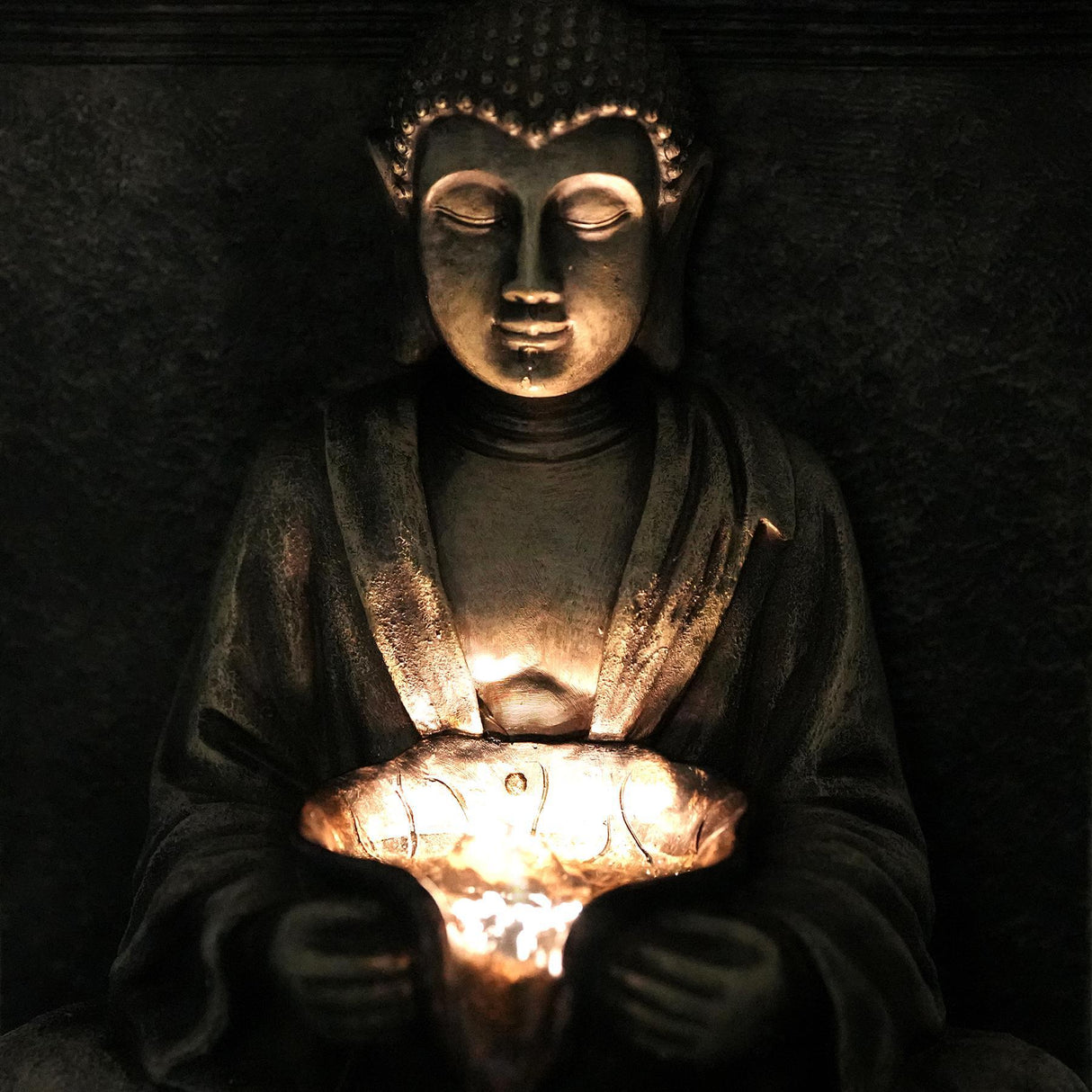 Solar Water Fountain Stone Buddha by GEEZY - UKBuyZone