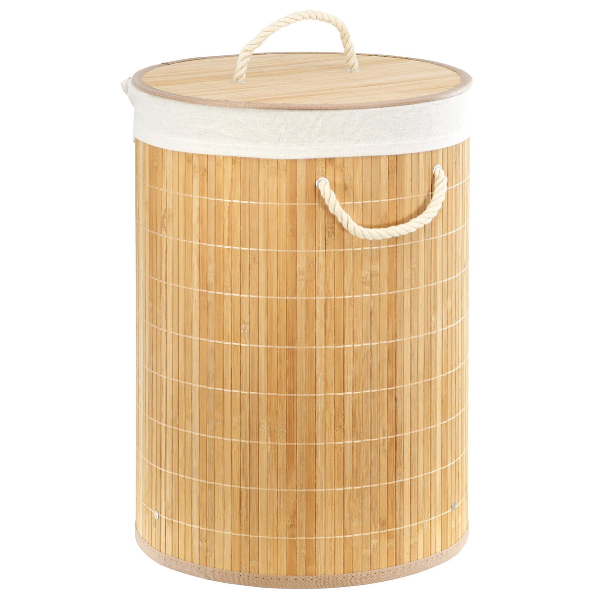 Round Bamboo Laundry Hamper 48L