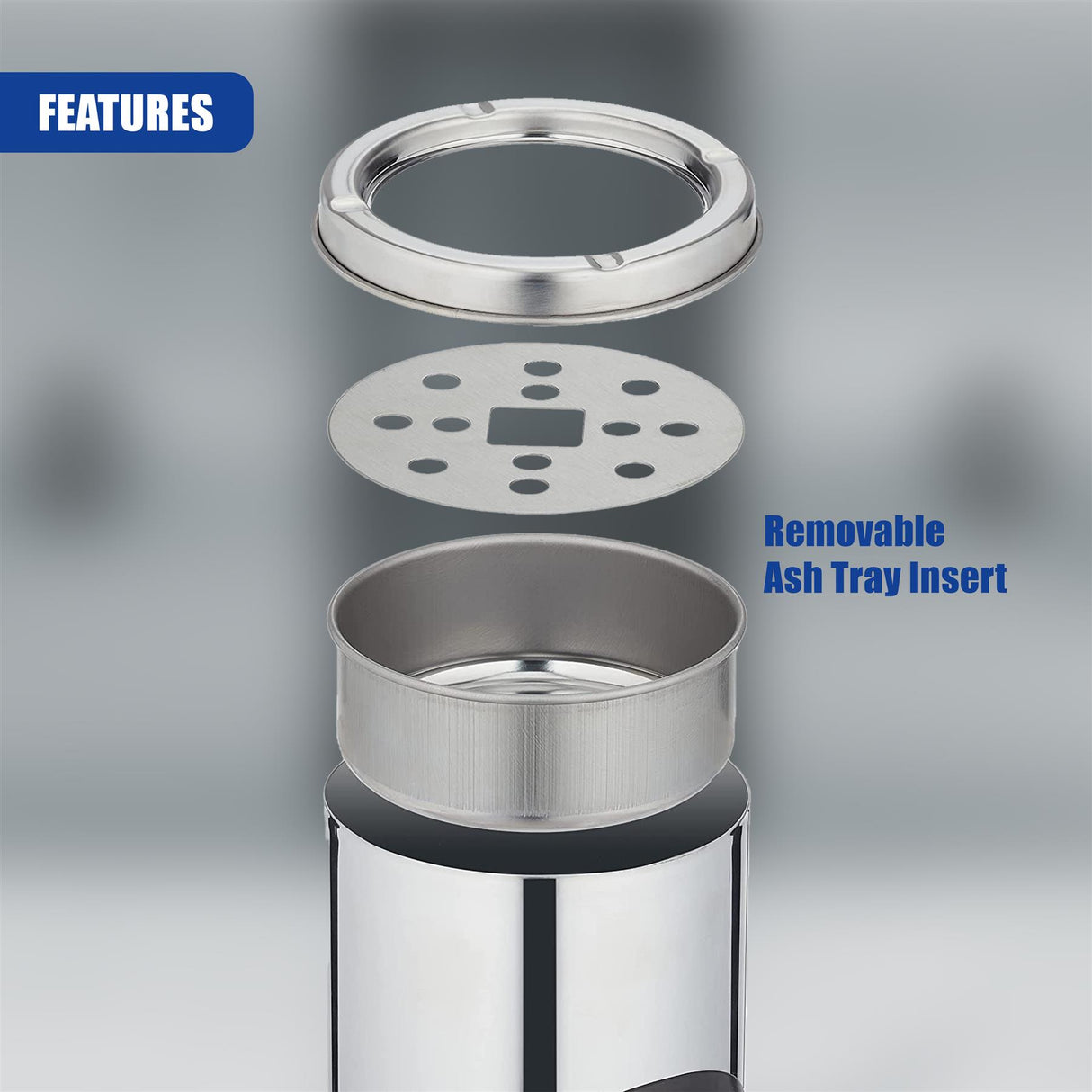 Free Standing Stainless Steel Outdoor Ashtray with Bin