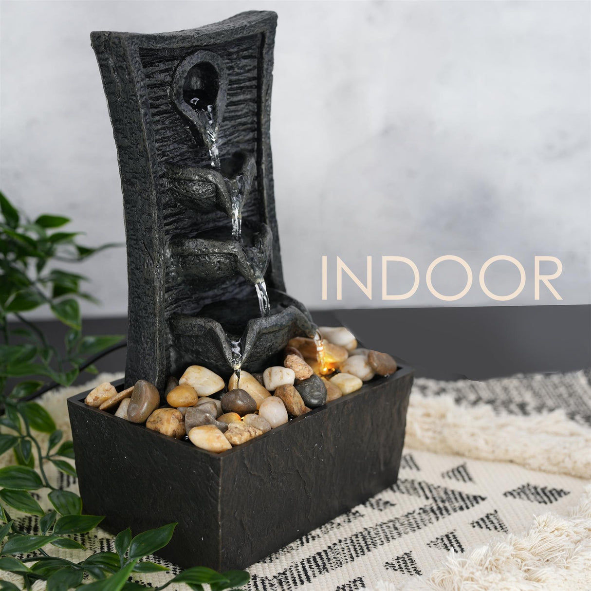 Tiers Water Feature Indoor With LED by GEEZY - UKBuyZone